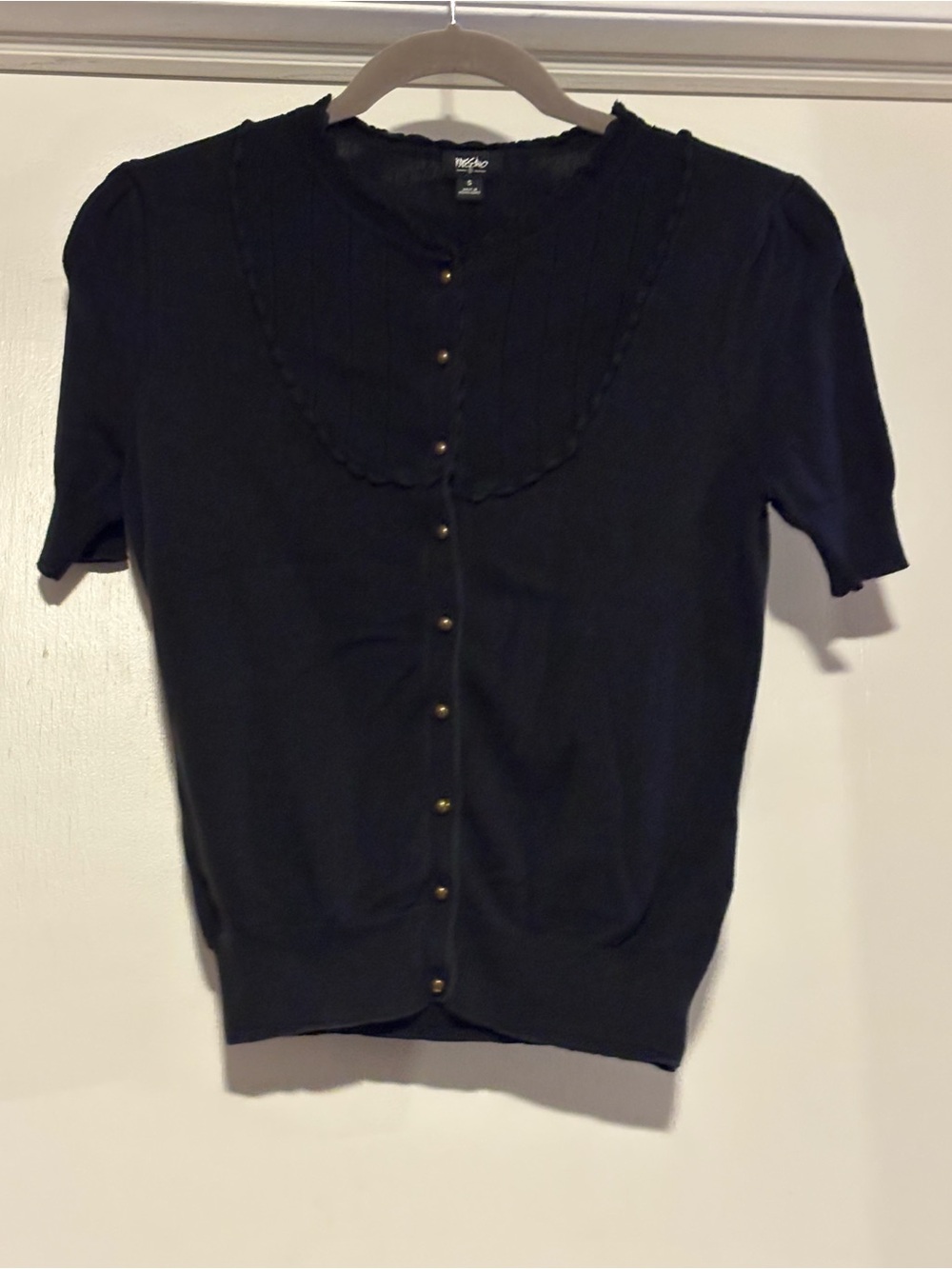 Mossimo Supply Co. Black Knit Top with Scalloped Edge